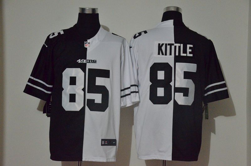 Men San Francisco 49ers 85 Kittle Black white Half version 2020 Nike NFL Jerseys